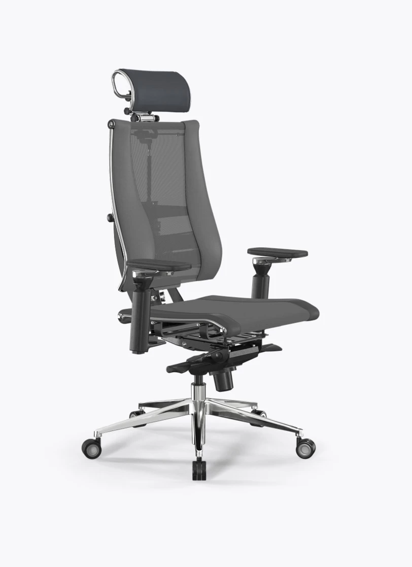 Кресло Метта Y 4D Free B2-14D/3992505 (сетка TS YM93 серая/экокожа Infinity Easy Clean темно-серая)