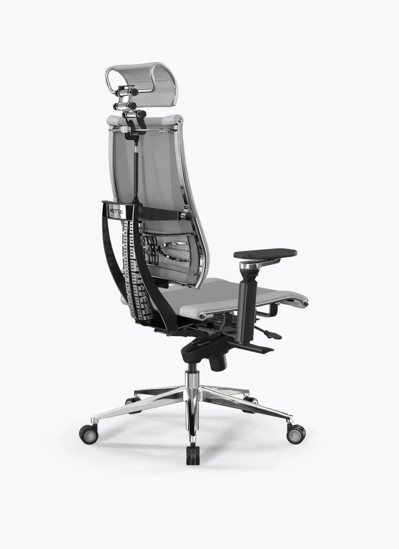 Кресло Метта Y 4D Free B2-14D/3952505 (сетка TS YM93 светло-серая/экокожа Infinity Easy Clean белая)