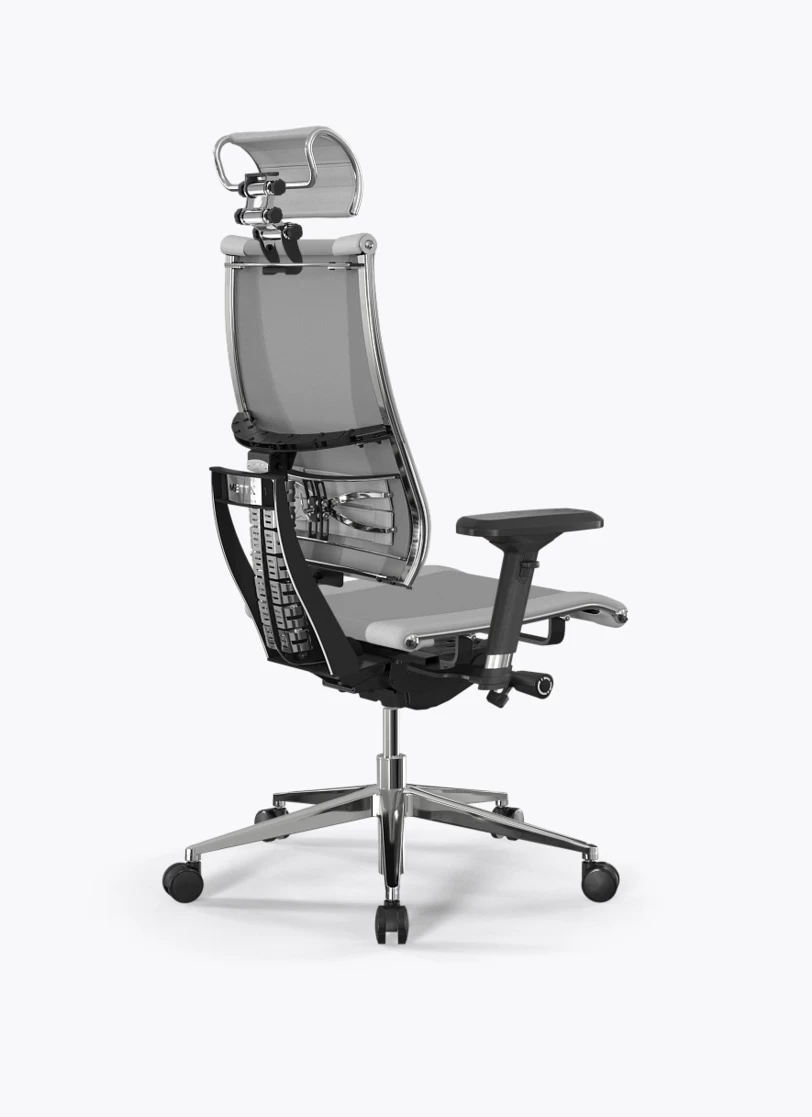 Кресло Метта Y 3D Elastic B2-14D/0985404 (сетка TS YM93 светло-серая/экокожа Infinity Easy Clean белая)